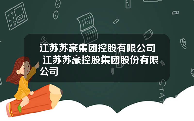 江苏苏豪集团控股有限公司 江苏苏豪控股集团股份有限公司